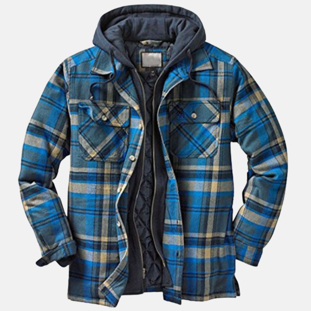 Men's quilted flannel shirt jacket rugged layered style with cozy quilted warmth for outdoor wear