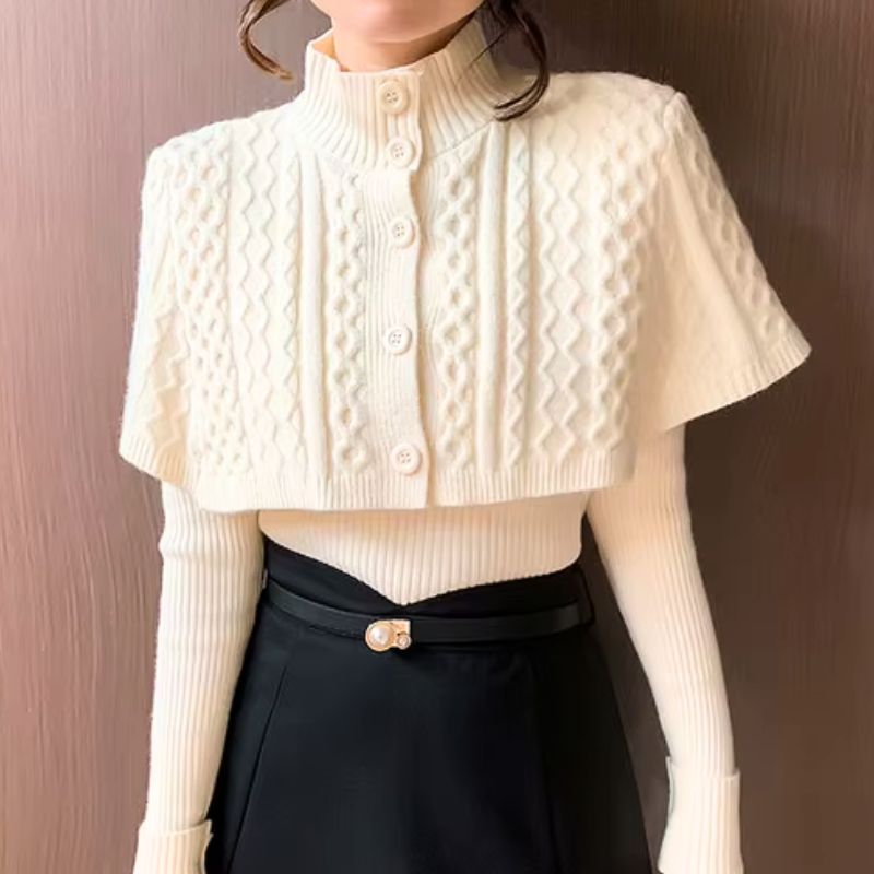 Women's textured knit two-piece set soft coordinated sweater ensemble versatile winter layering