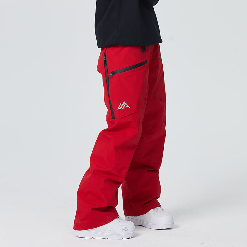 Women's waterproof snow pants black ski style with thigh vents, boot gaiters, and fully taped seams