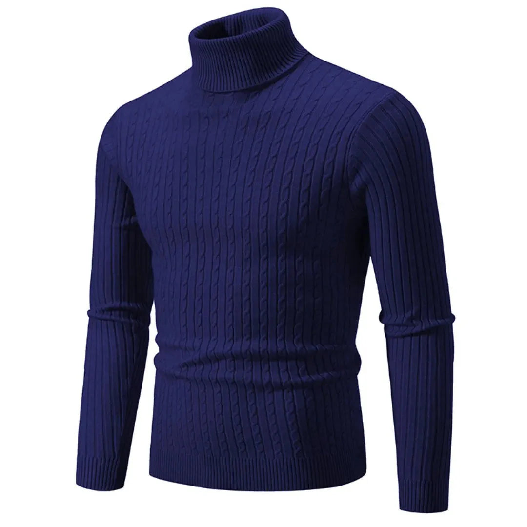 Unisex ribbed turtleneck sweater in warm soft knit with premium structured design for casual and formal wear