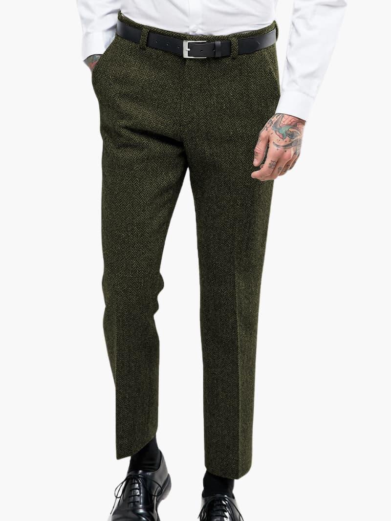 Men's vintage tweed trousers slim tailored fit retro-inspired pattern for office and festive wear