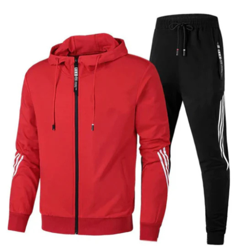 Men's gray streetwear hoodie matching set with coordinated jogger pants for urban style