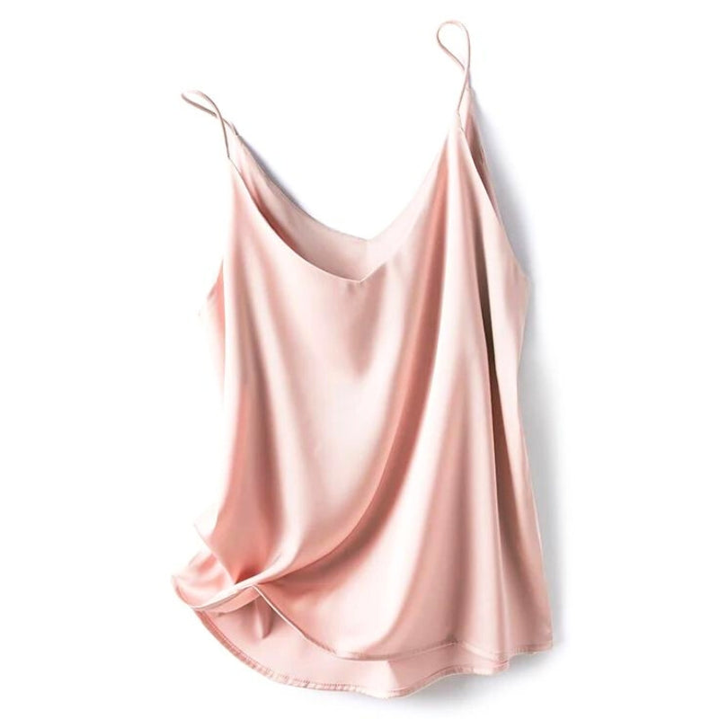 Elise satin camisole silky soft ivory elegant women flattering fit summer layering