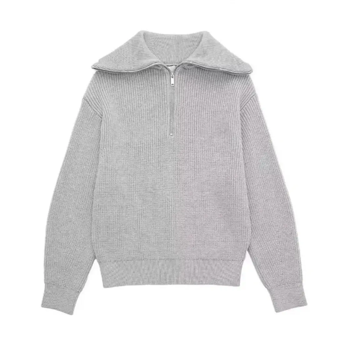 Unisex Nordic stripe zip-up sweater relaxed fit nautical-inspired lightweight casual layering piece