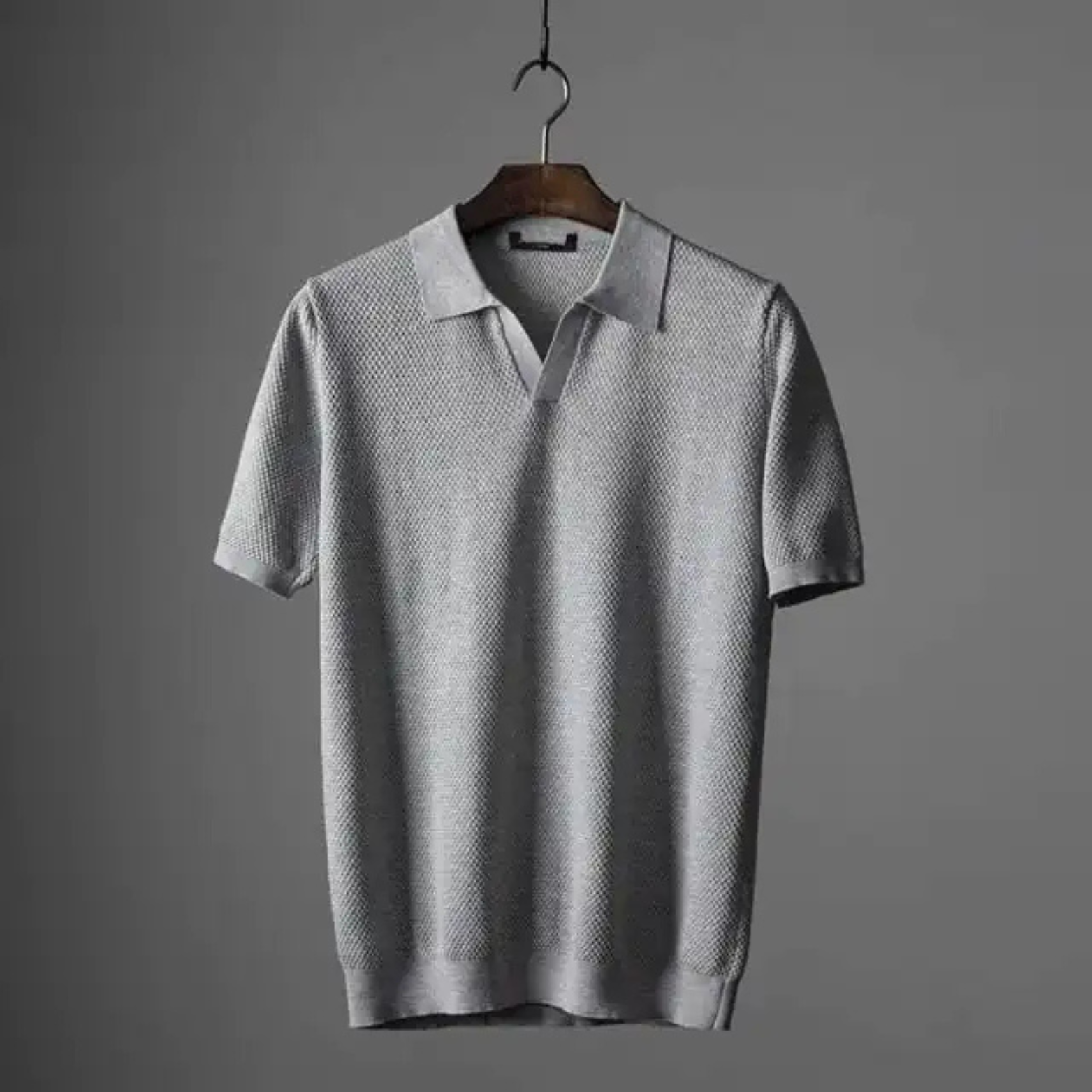 Men's Hudson waffle knit polo shirt cotton blend stretch tailored fit breathable comfort