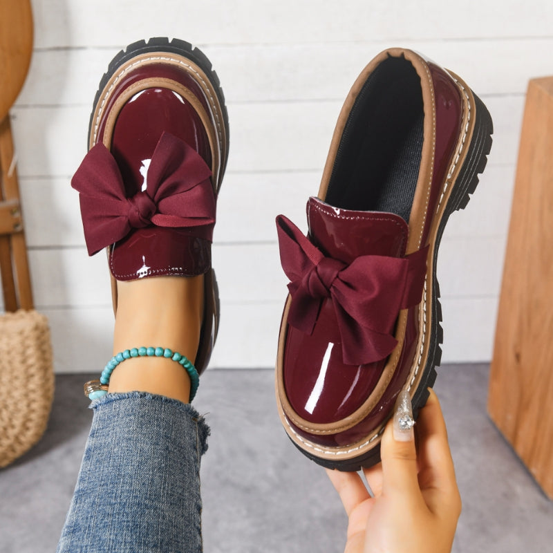 Demi | Women's Bow Loafers Platform Slip On Shoes