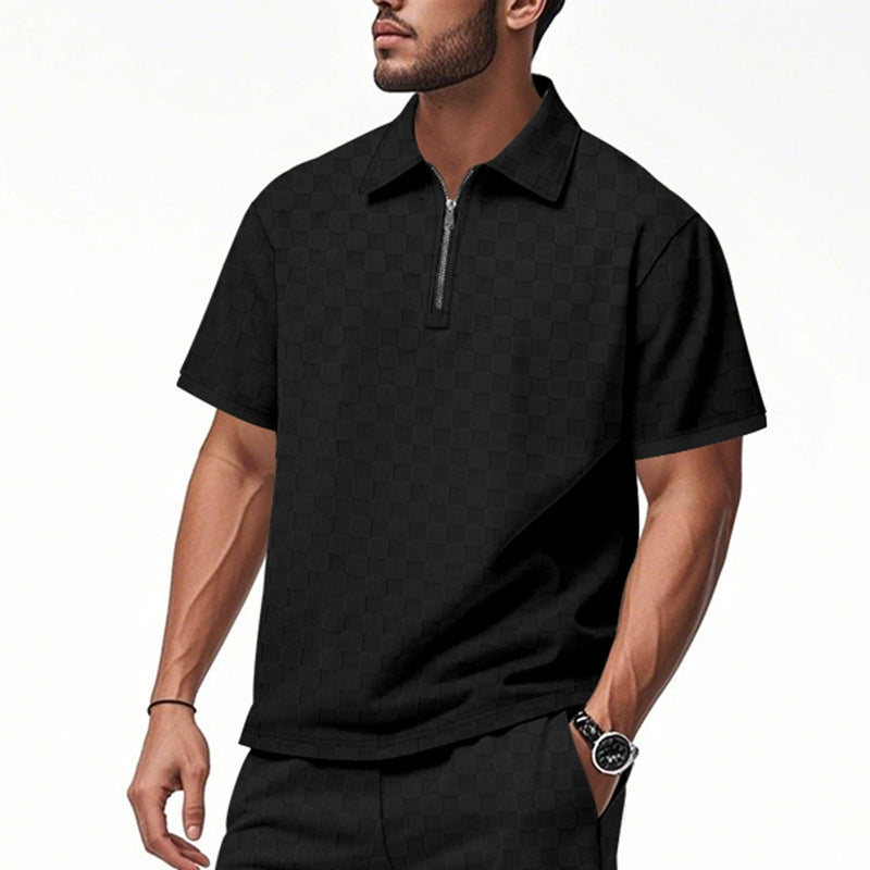 Brixton men's navy zip-collar polo and tailored shorts two-piece set premium casual summer