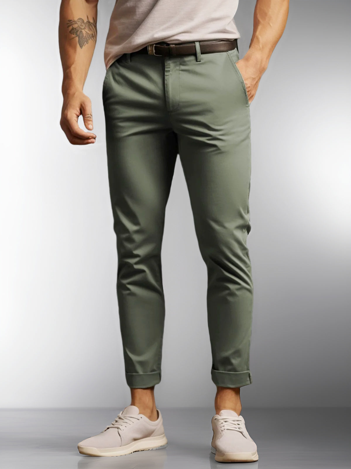 Martin stretch men's chinos beige slim-fit cotton blend with all-day flexible comfort