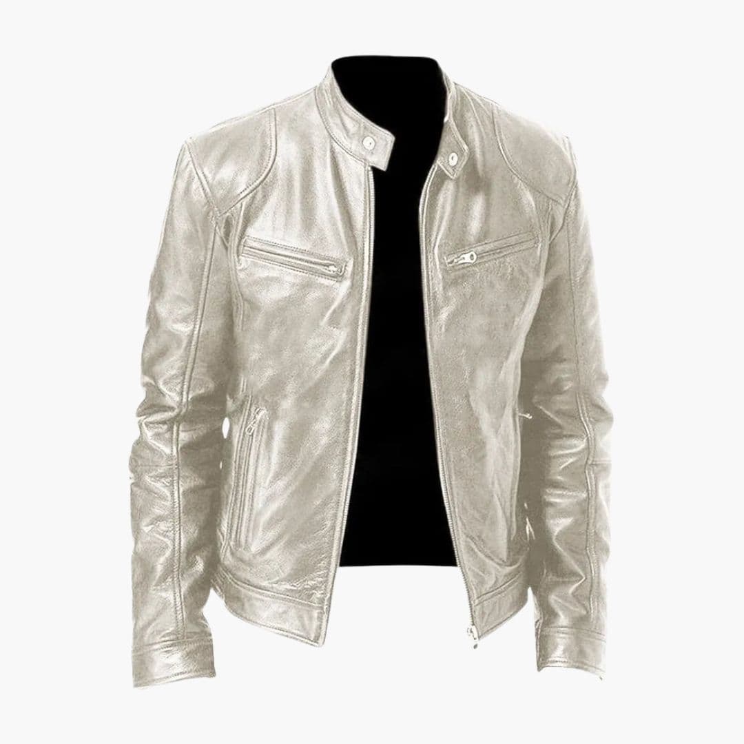 Men's standard fit jacket with lined interior, front zip closure, and adjustable cuffs for everyday wear