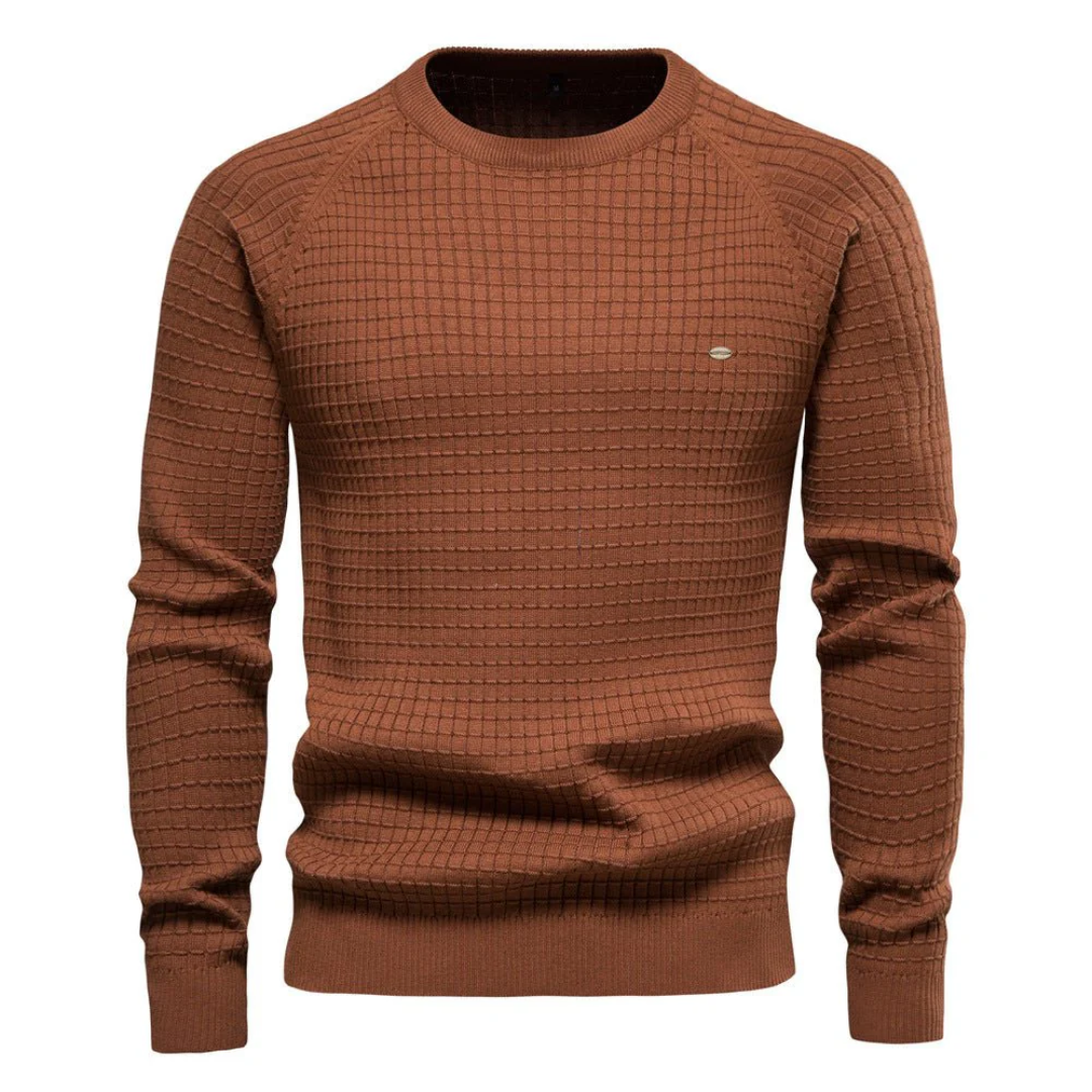 Men's classic knit pullover sweater, long sleeve, smart-casual everyday warmth
