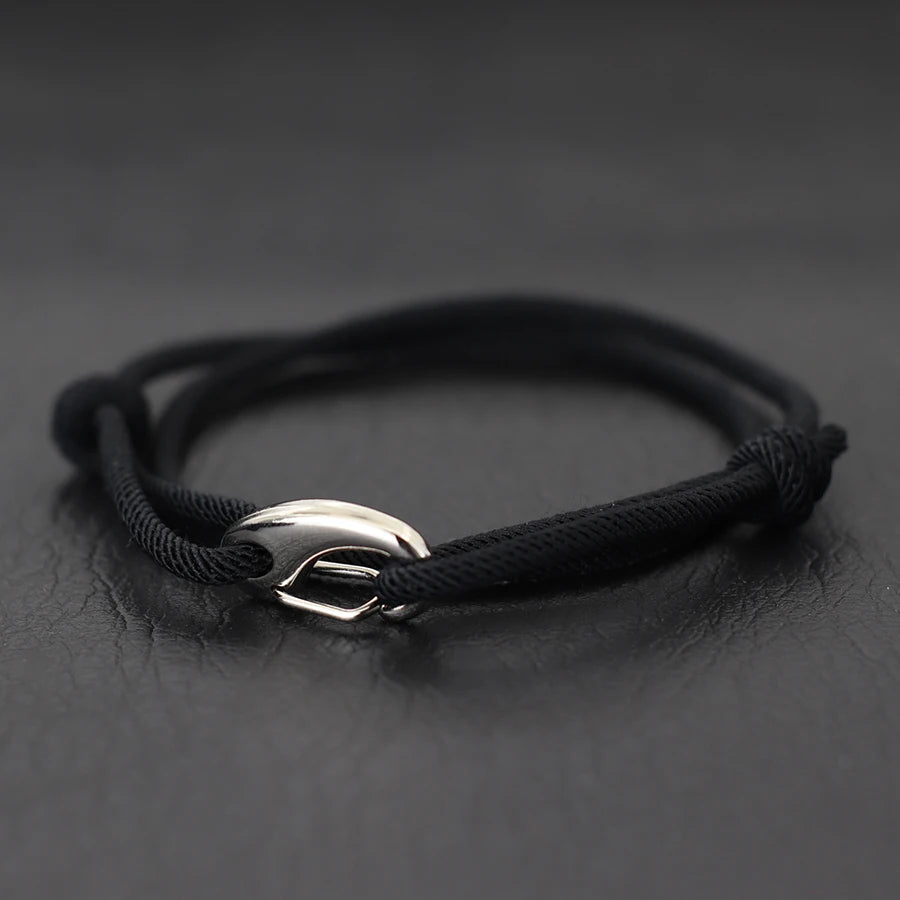 Men's adjustable 3mm Milan rope bracelet with polished hook clasp, water-resistant everyday wear