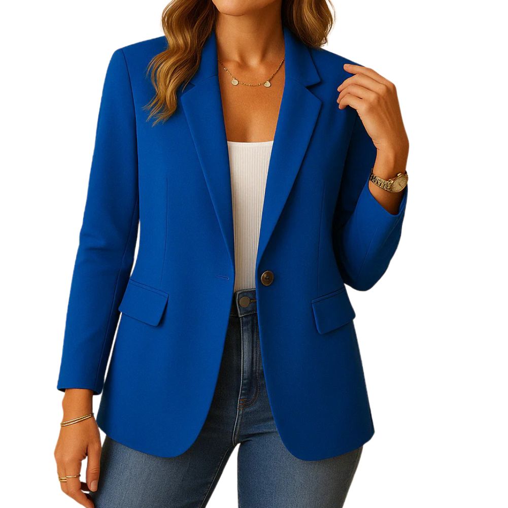 Women's tailored blazer notched lapel single-button closure versatile office-to-casual polished fit