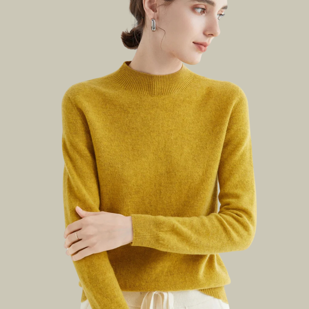 Paige women's wool blend mock neck sweater classic fit soft knit everyday layering essential