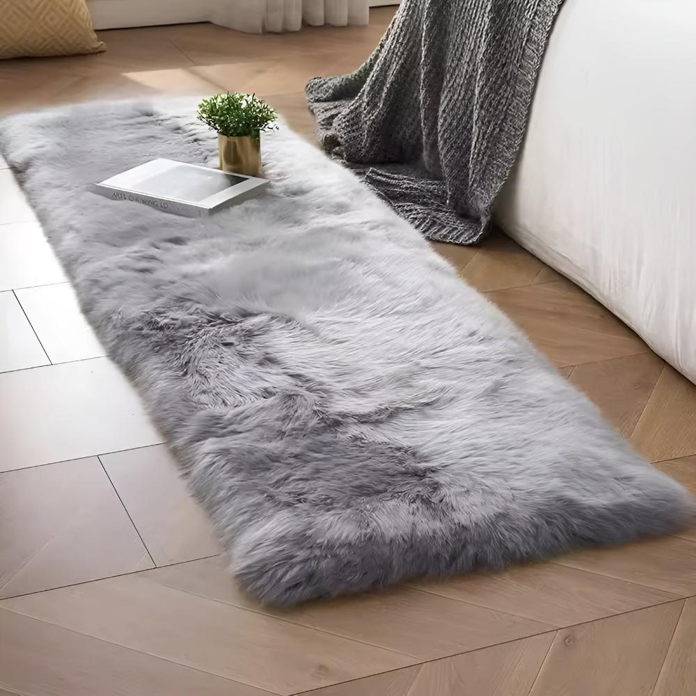 Gray faux fur plush couch cover crystal velvet microfiber blend cozy luxury sofa protector