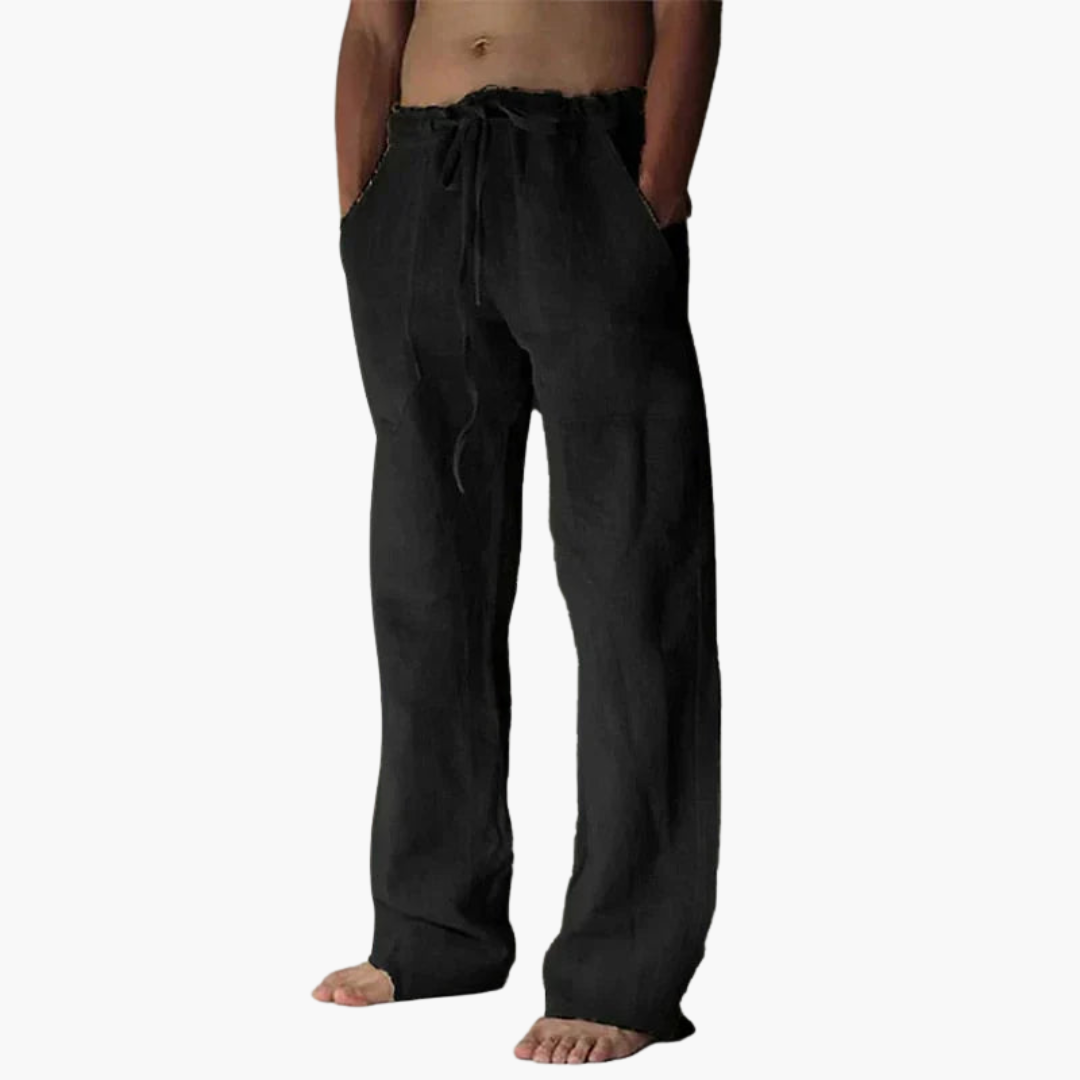 Men's lightweight relaxed fit casual pants in neutral tone, breathable fabric for all-day comfort