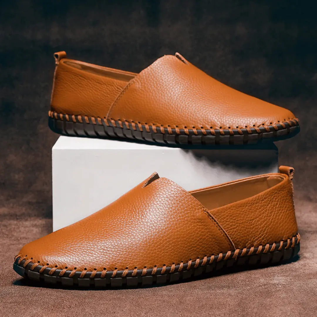 Logan Jefferson genuine leather loafers slip-on dress shoes for men with rubber outsole