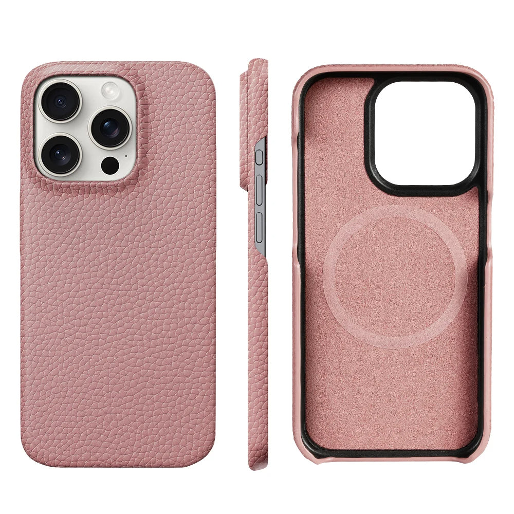Executive genuine leather iPhone case raised edge lens protection slim professional design premium finish