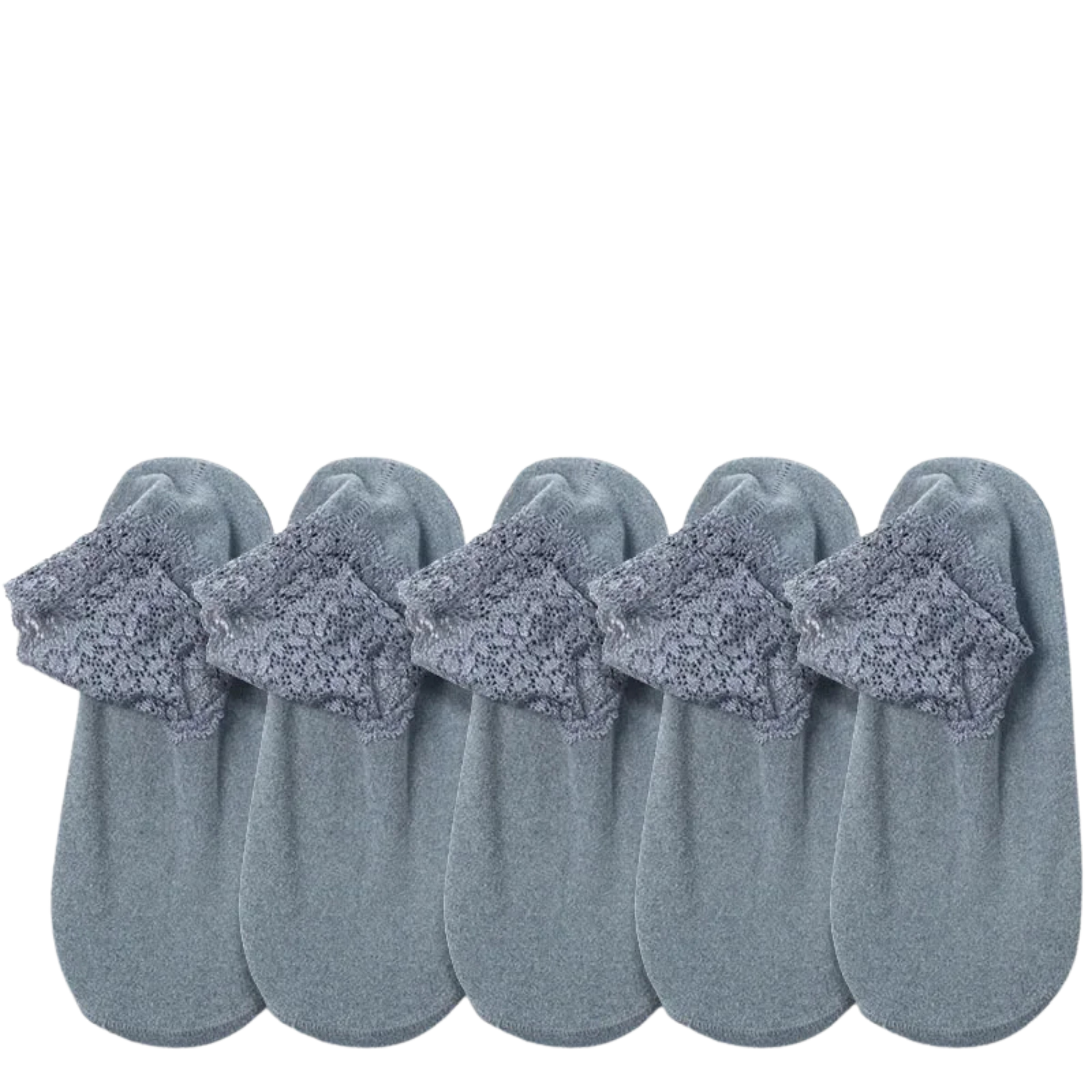 Women's velvet lace-trimmed socks set 5-pair soft German velvet non-slip grip indoor loungewear