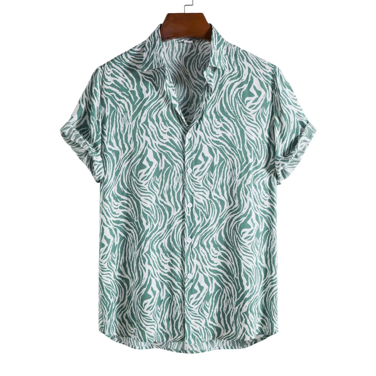 Men's animal print button-down shirt, silky lightweight fabric with bold all-over exotic pattern