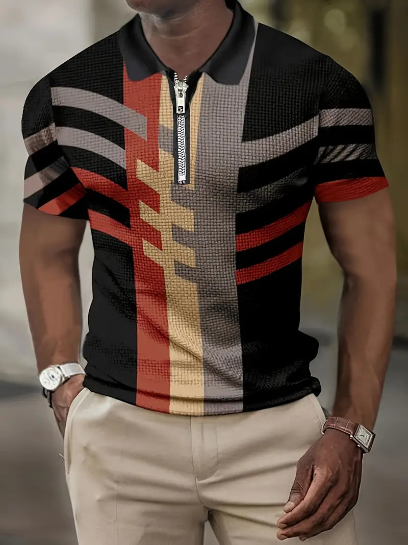 Men's color-block short sleeve T-shirt in contemporary design, casual fit perfect for everyday wear