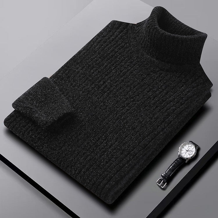 Men's ribbed wool turtleneck sweater regular fit classic style cozy warmth versatile layer