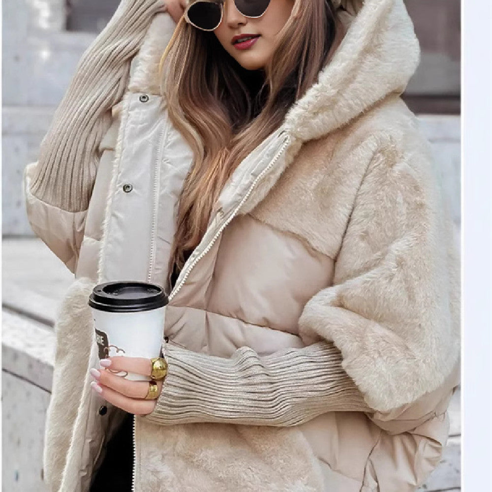 Women's black cocoon coat modern relaxed fit premium cotton ultra-warm cold weather style