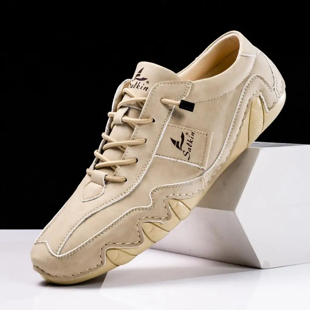Casual lace-up shoes with smooth exterior panels, low-cut silhouette, flexible soles for all-day comfort