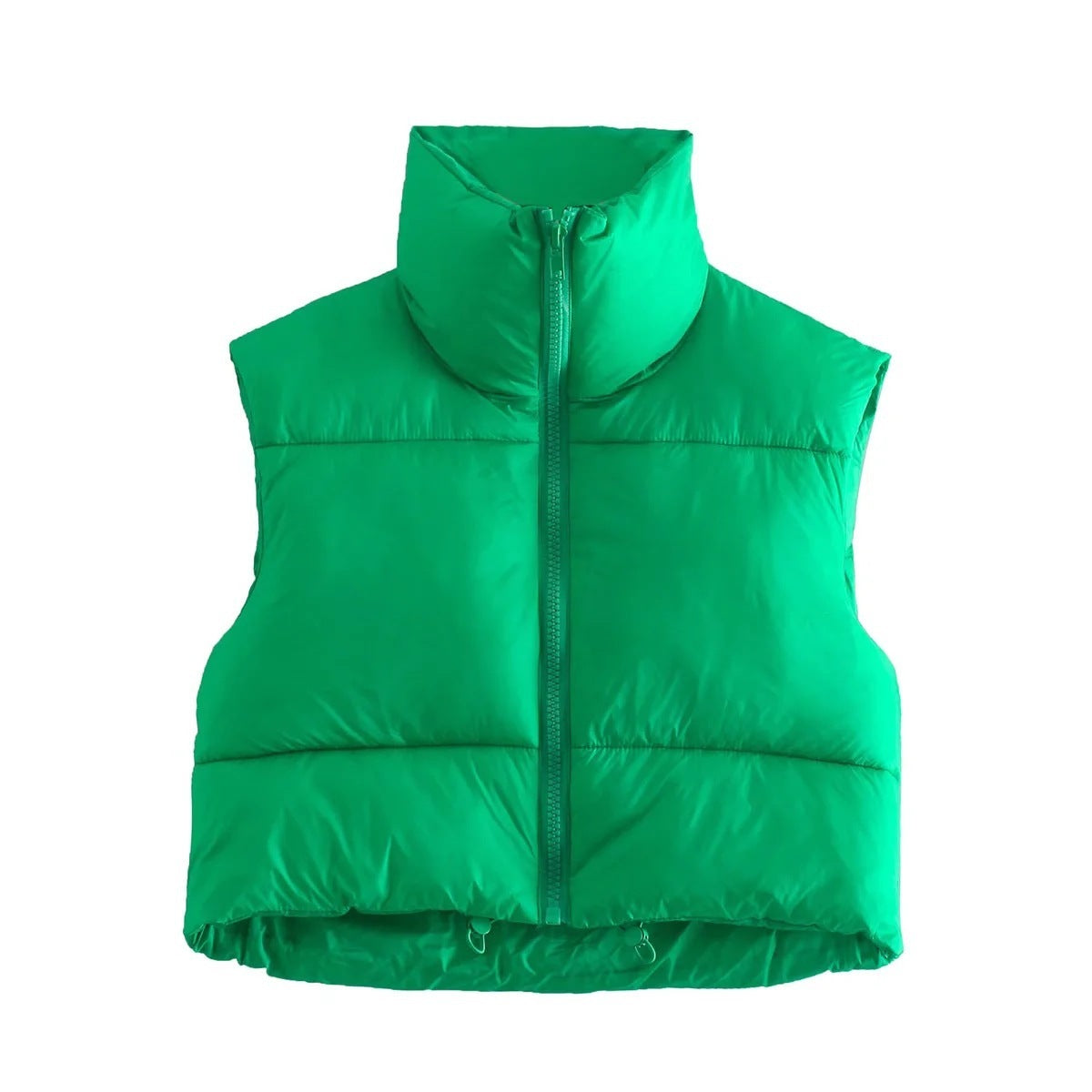Women's lightweight sleeveless puffer vest, stand collar British-inspired style, urban winter warmth