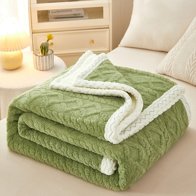 Reversible sherpa fleece throw blanket dual-texture cozy design for home warmth and comfort