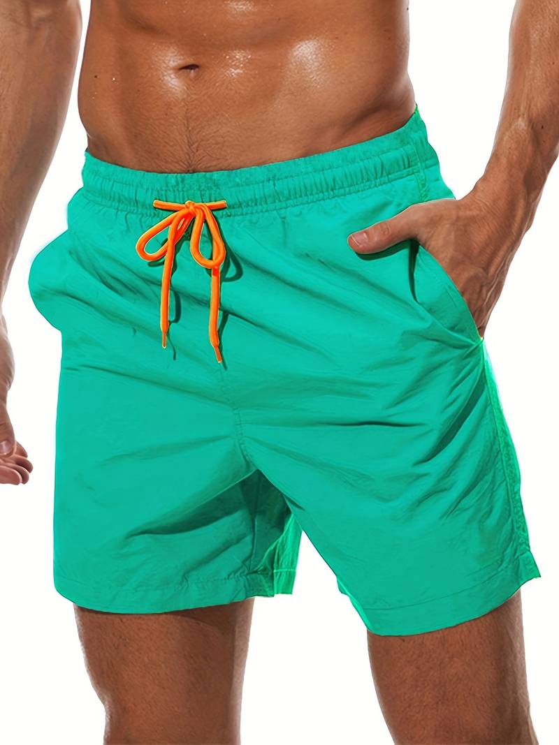 Men's relaxed fit swim trunks with mesh liner, casual beach style for all-day comfort