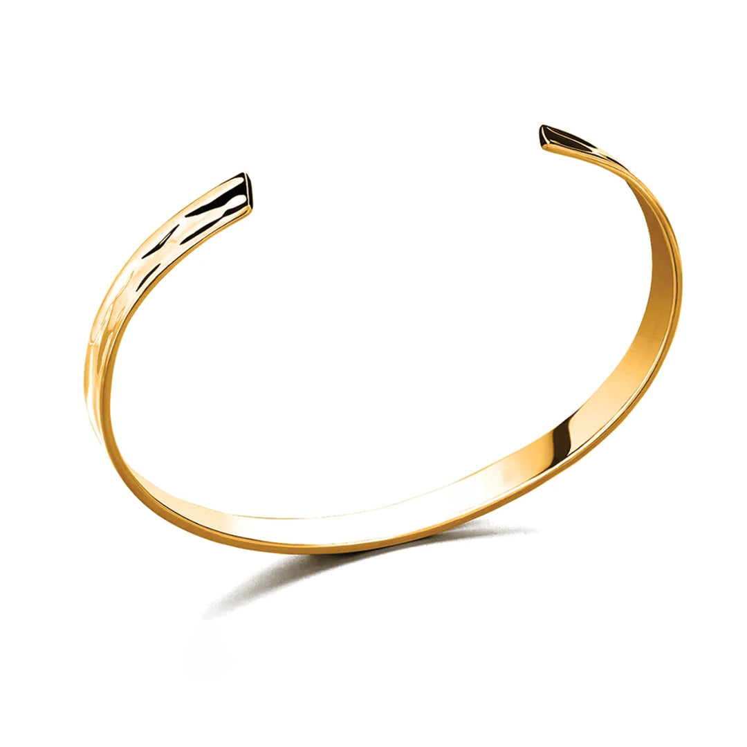 Polished stainless steel cuff bracelet 6mm width subtle curvature comfort fit tarnish resistant