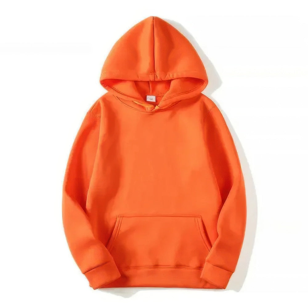 Ezra unisex casual hoodie in versatile solid color with relaxed fit and soft polyester fabric