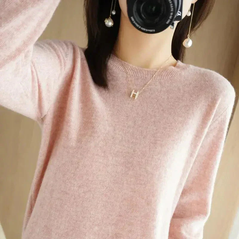 Women's casual knit sweater soft comfortable fit sustainable easy-care fashionable everyday style
