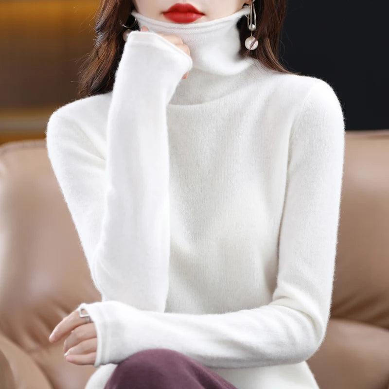 Women's regular-fit knit sweater in elegant neutral tone, cozy everyday layering piece with timeless silhouette