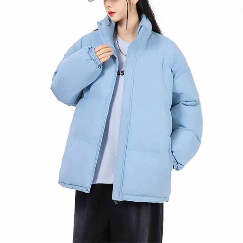 Unisex oversized winter jacket stand-up collar cozy warm streetwear cold weather minimalist fit