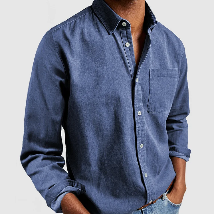 Gabriel men's long sleeve button-up winter shirt classic collar versatile everyday warmth