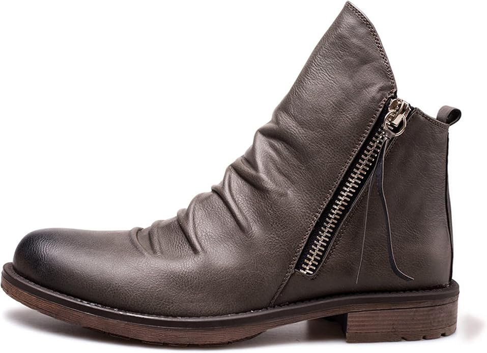 Carl men's brown leather zip boots casual style durable premium everyday comfort footwear