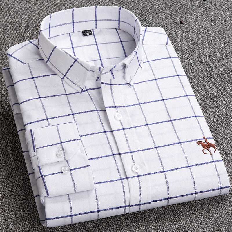 Men's checkered button-down shirt relaxed fit classic plaid pattern versatile casual wear