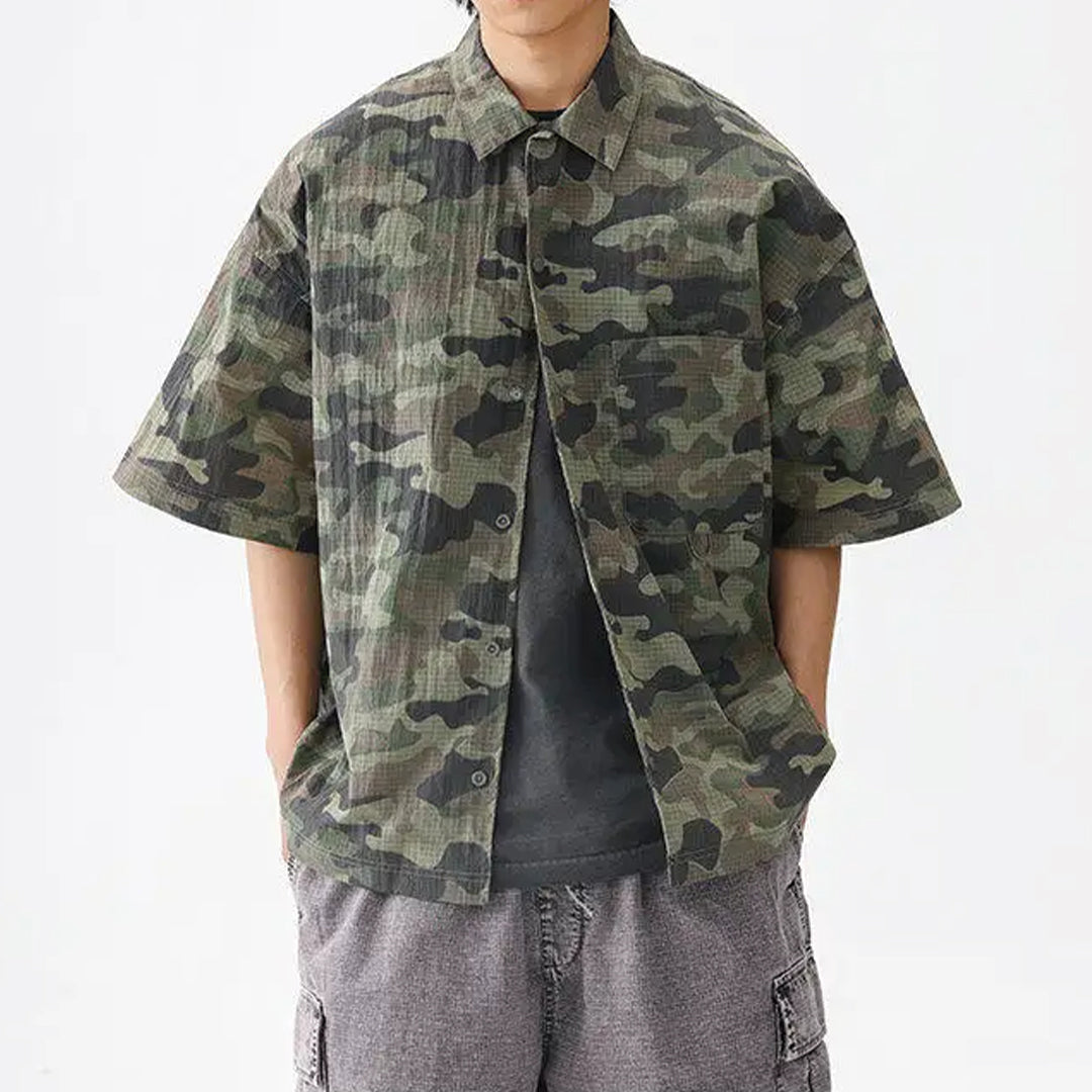 Urban camouflage lightweight nylon shirt water-resistant versatile fit for men outdoor adventures