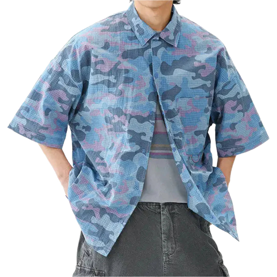 Urban camo lightweight nylon blend shirt water-resistant modern print for city explorers