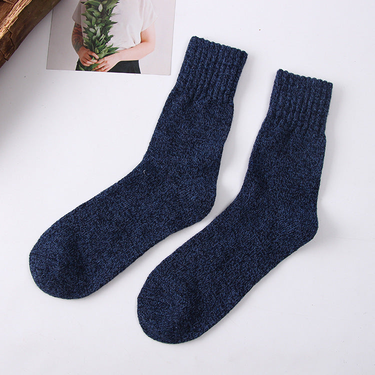 Unisex winter wool blend socks ribbed knit one-size breathable all-day warmth comfort