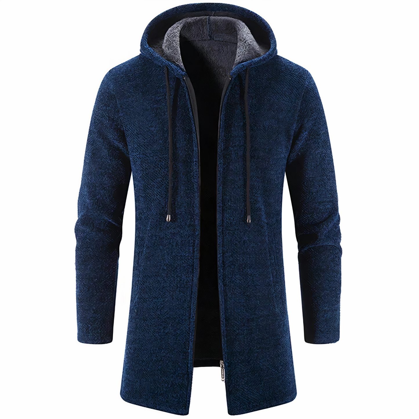 Men's long hooded jacket urban style streamlined silhouette weatherproof adjustable hood daily comfort