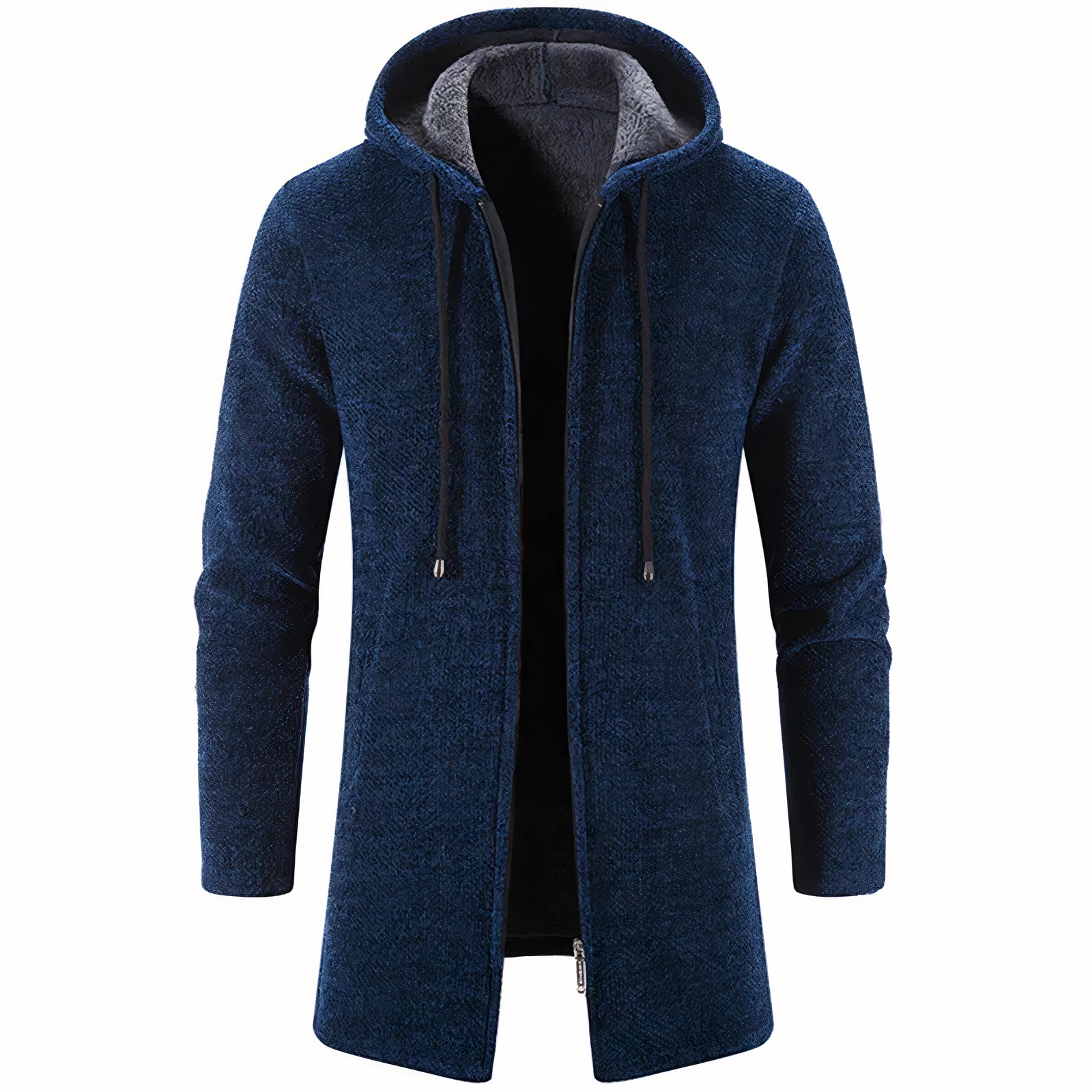 Men's long hooded jacket urban style streamlined silhouette weatherproof adjustable hood daily comfort