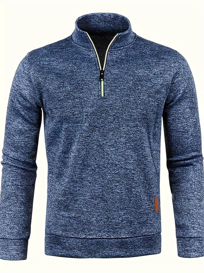 Men's casual knit sweater modern slim fit soft breathable everyday comfort in neutral tone