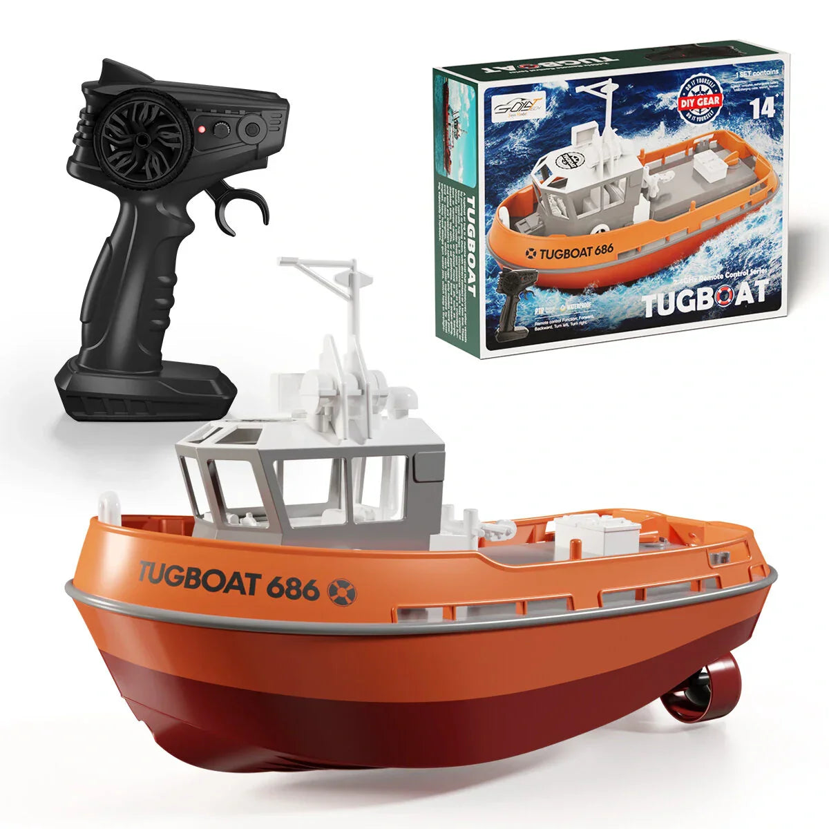 RC power boat twin motor wireless remote control USB charging tugboat-style toy gift boys