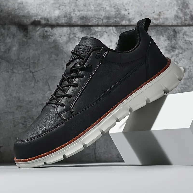 Axel vegan leather sneakers white low-top with orthopedic cushioned insole flexible sole
