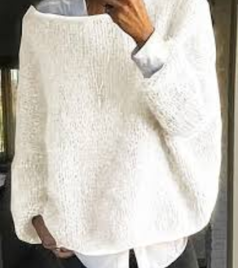 Women's loose fit soft knit sweater relaxed silhouette versatile everyday warmth easy-to-pair style