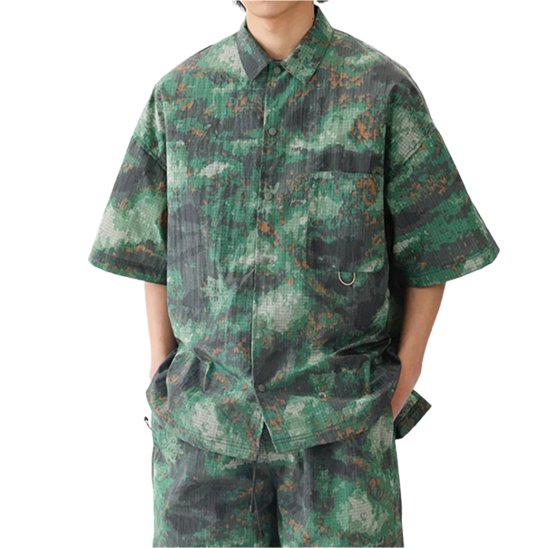 EchoTrek Delta camouflage lightweight nylon shirt water-resistant relaxed fit for city and trail