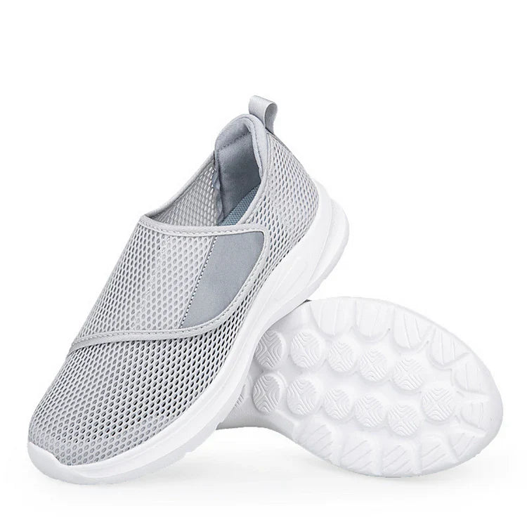 Veloura unisex orthopedic walking shoes gray air mesh wide-fit breathable comfort for swollen feet
