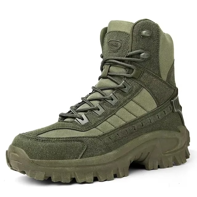 Men's desert combat tactical boots tan rugged ankle-height support outdoor hiking work safety